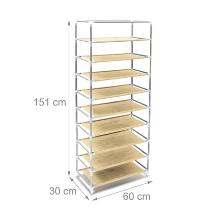 Meuble à chaussures avec revêtement en tissu 9 étagères