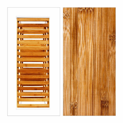 Shoe rack bamboo with 3 shelves brown-white