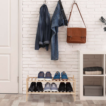 Étagère à chaussures en bambou 2 niveaux empilable