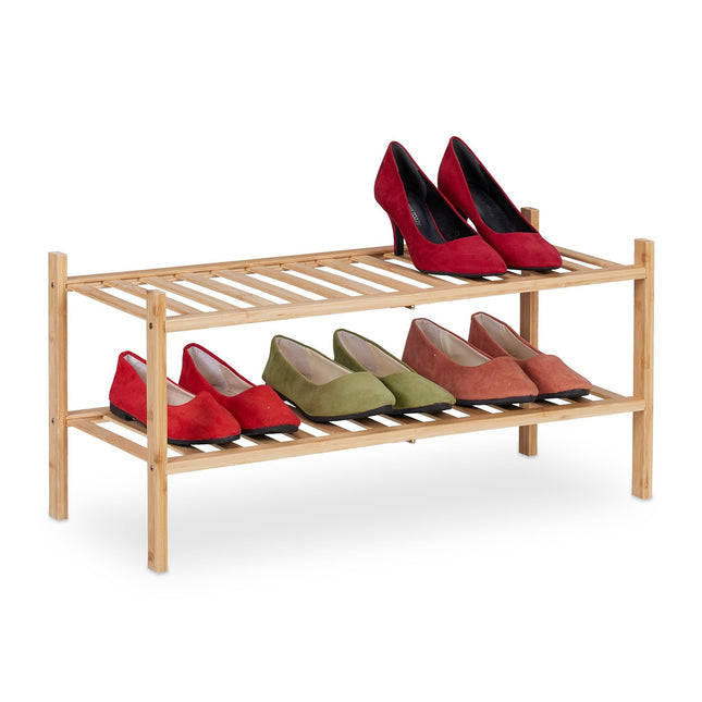 Shoe rack in bamboo 2 levels stackable