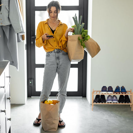 Étagère à chaussures en bambou 2 niveaux empilable