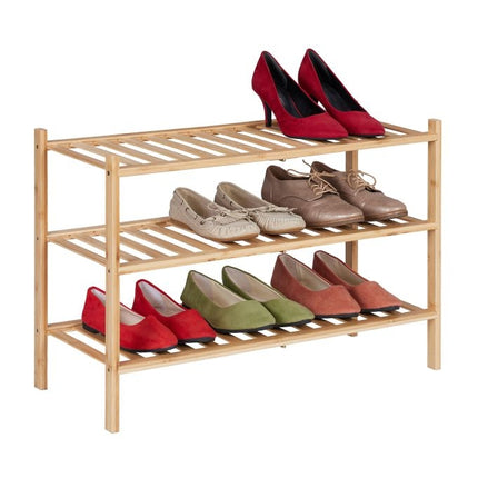 Schuhregal aus Bambus 3 Ebenen stapelbar