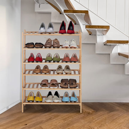 Schuhregal aus Bambus 3 Ebenen stapelbar