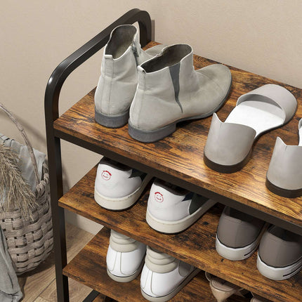 Shoe rack, 4-tier for 11 pairs, rustic brown, 70x30x65 cm