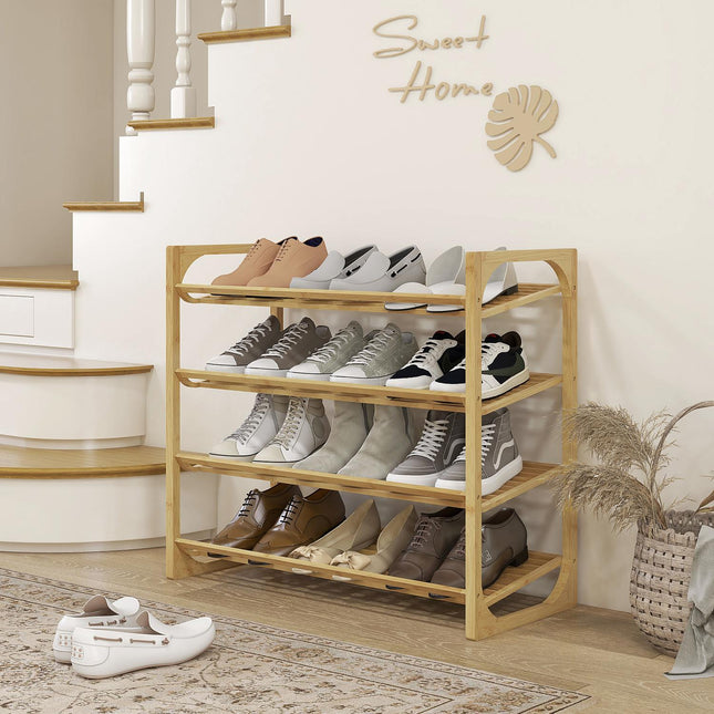 Bambus-Schuhregal, 4-etagig, für 12 Paar, natur