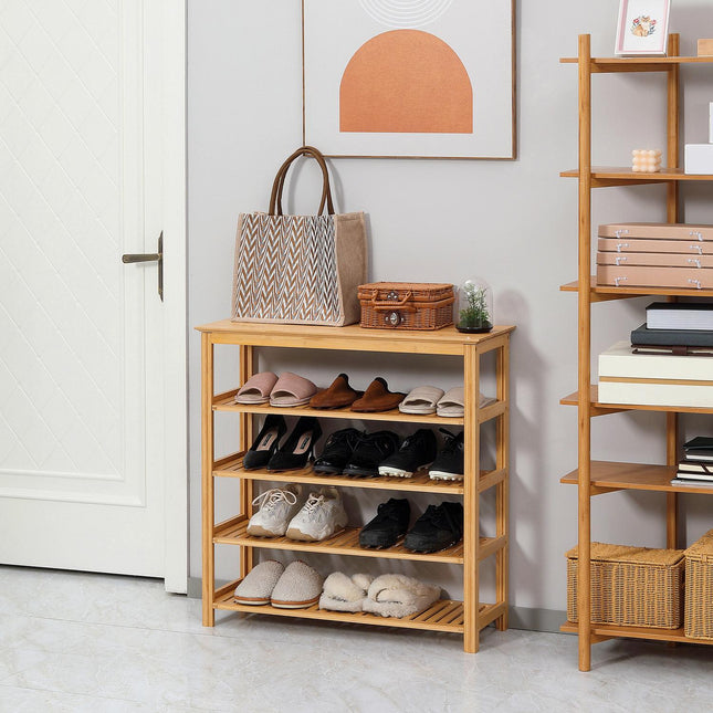Bambus Schuhregal - 5 Etagen, für 20 Paar Schuhe, natürliche Oberfläche