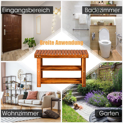 Schuhregal mit Bank &amp; 2 Ablageflächen Schuhschrank aus Holz Schuhständer 70 x 28 x 45 cm