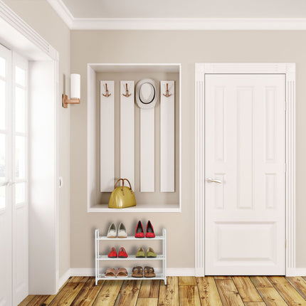 Shoe shelf in white metal