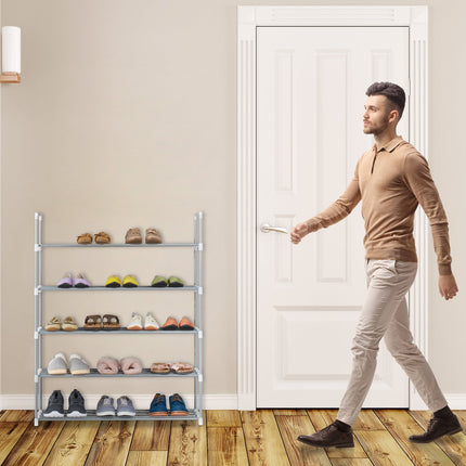 Étagère à chaussures en métal argenté