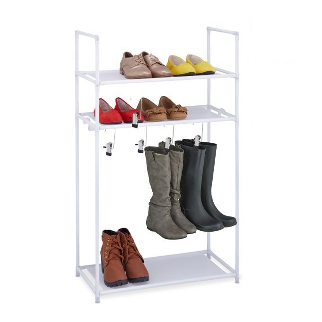 Shoe shelf with 3 shelves & boot hanger
