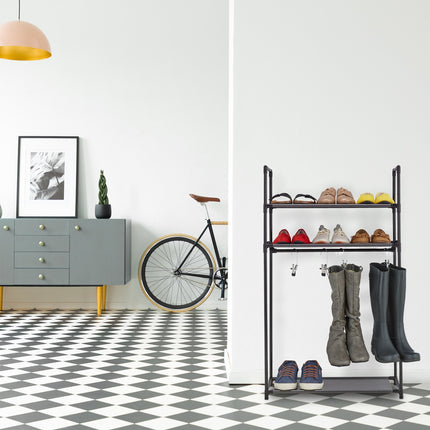 Shoe shelf with 3 shelves & boot hanger