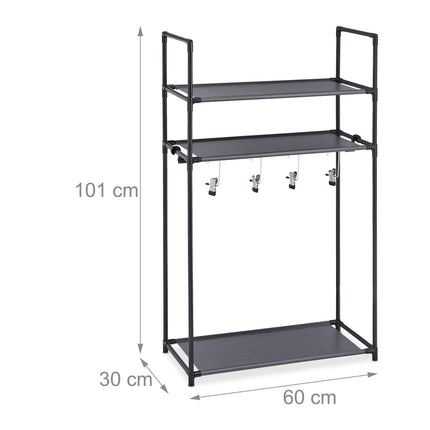 Shoe shelf with 3 shelves & boot hanger