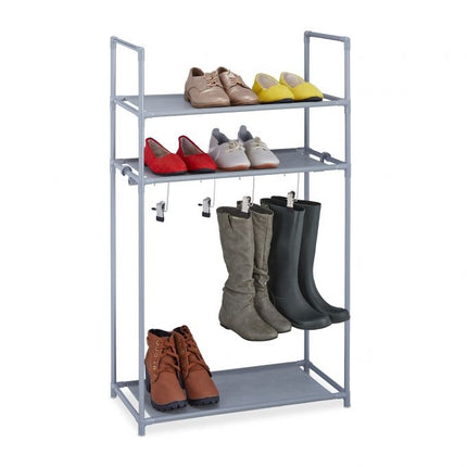 Étagère à chaussures avec 3 étagères et porte-bottes