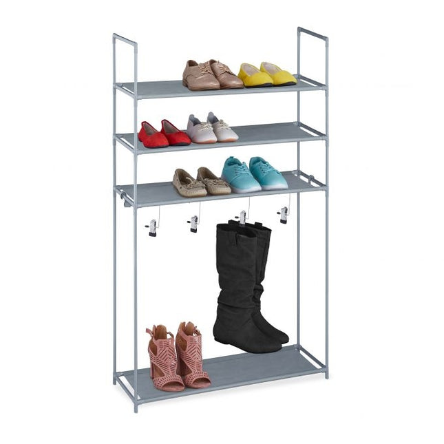 Shoe shelf with boot hanger