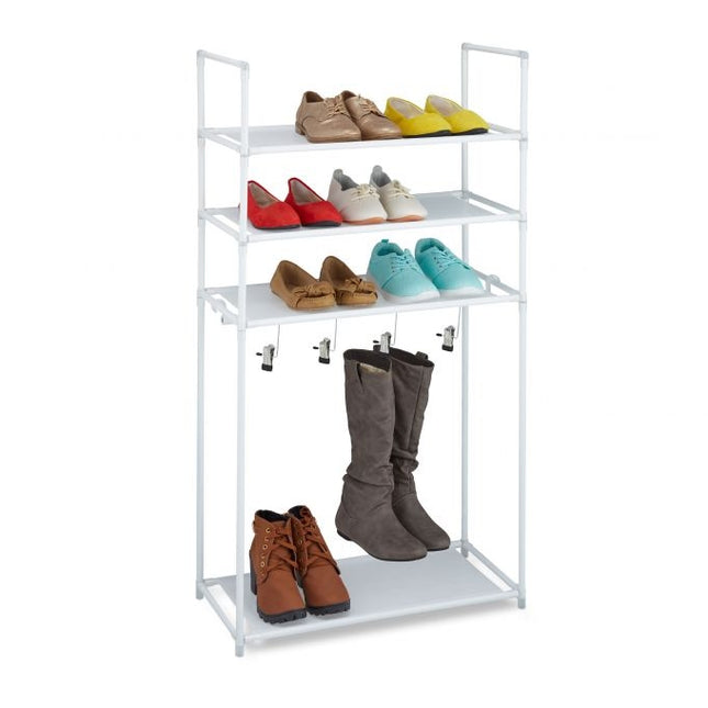 Shoe shelf with boot hanger
