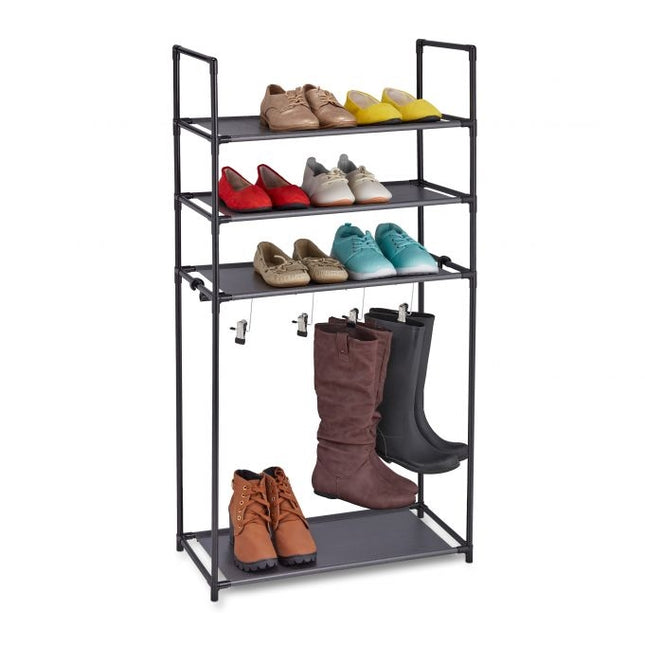 Shoe shelf with boot hanger