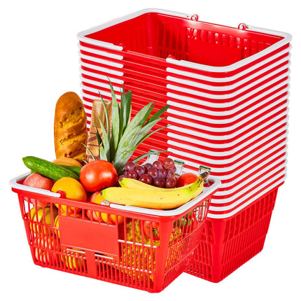 Shopping Baskets Set, 20 Pack, 21L Stackable PE, Red