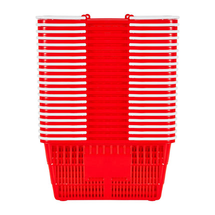 Shopping Baskets Set, 20 Pack, 21L Stackable PE, Red