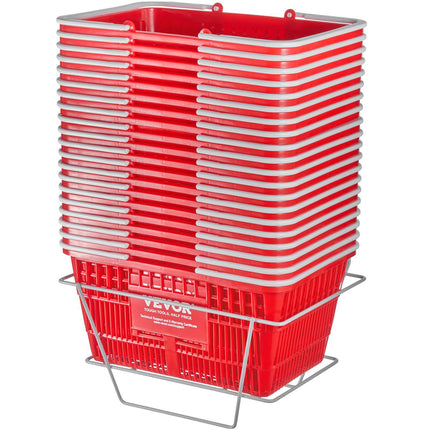 Shopping Baskets, Set of 20, 21L, With Stand, Red
