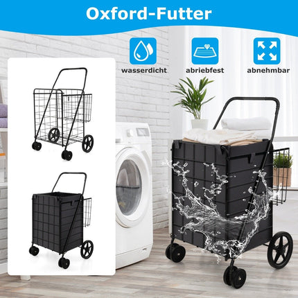 Einkaufstrolley mit Oxford-Futter, 120L Fassungsvermögen, faltbar