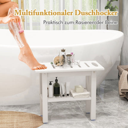 Duschhocker, wasserdichtes HDPE mit Griff & Ablage, 150 kg Tragkraft