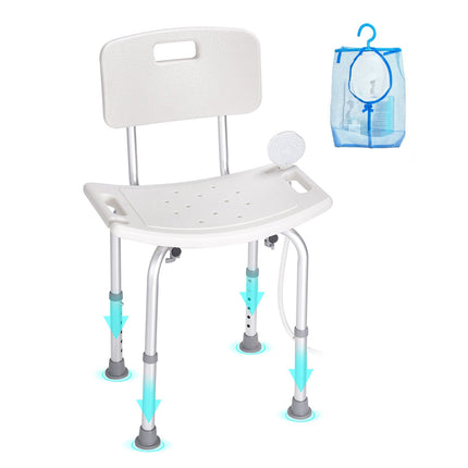 Shower Chair With Back, Adjustable Height, 350 lb Non-Slip