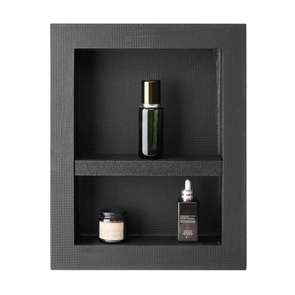 Shower Niche 16x20 In, Recessed, Divider Shelf, Black