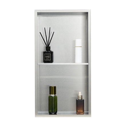 Shower Niche, 25 x 13 in Double Shelf 304 Stainless Steel