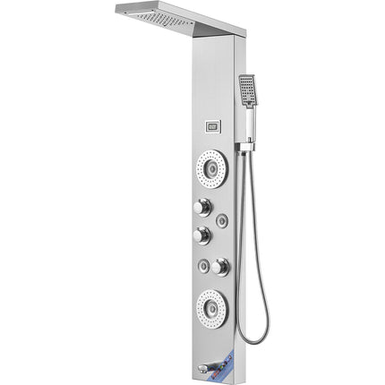 Shower Panel System, 6 Modes, LED Display, Stainless Steel