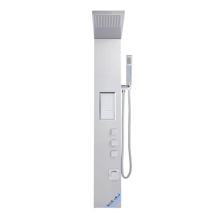 Shower Panel Tower, 53 In Stainless Steel, Rainfall, Body Jets