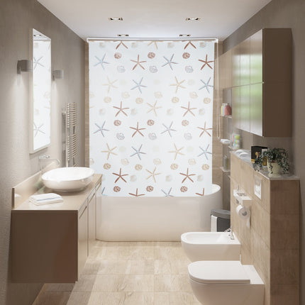 Shower Roller Blind, Ocean Print, Water-Repellent