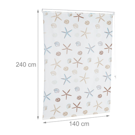 Shower Roller Blind, Ocean Print, Water-Repellent