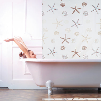 Shower Roller Blind, Ocean Print, Water-Repellent