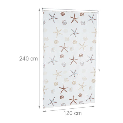 Shower Roller Blind, Ocean Print, Water-Repellent