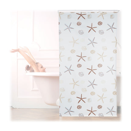 Shower Roller Blind, Ocean Print, Water-Repellent