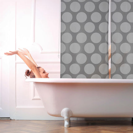 Rideau de douche à pois gris