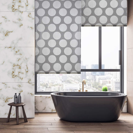Rideau de douche à pois gris