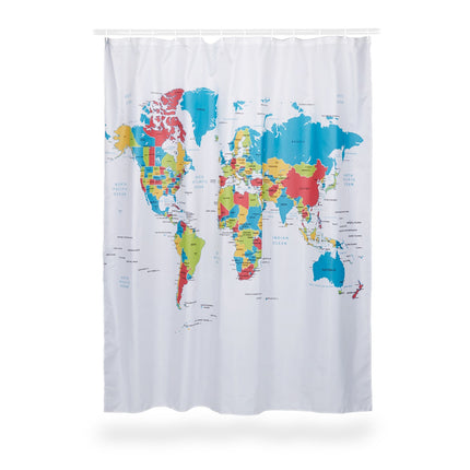 Shower curtain world map 180x180 cm