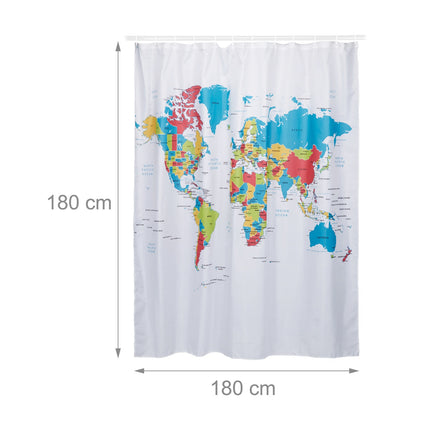 Shower curtain world map 180x180 cm
