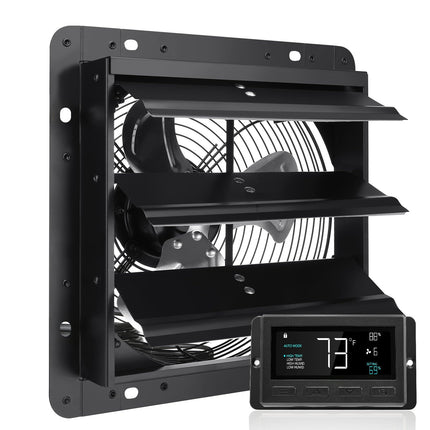 Shutter Exhaust Fan 10 Inch, 843 CFM, Temp Humidity Control