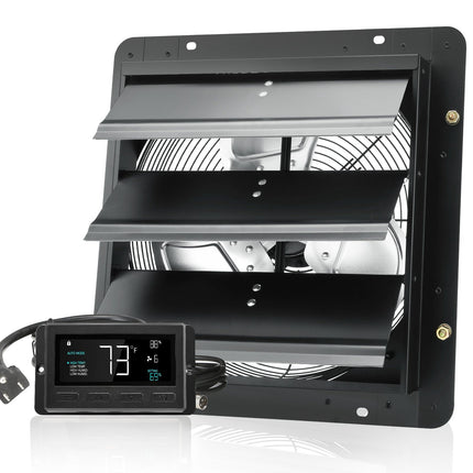 Shutter Exhaust Fan 14 In, 1024 CFM, Temp-Humidity Control
