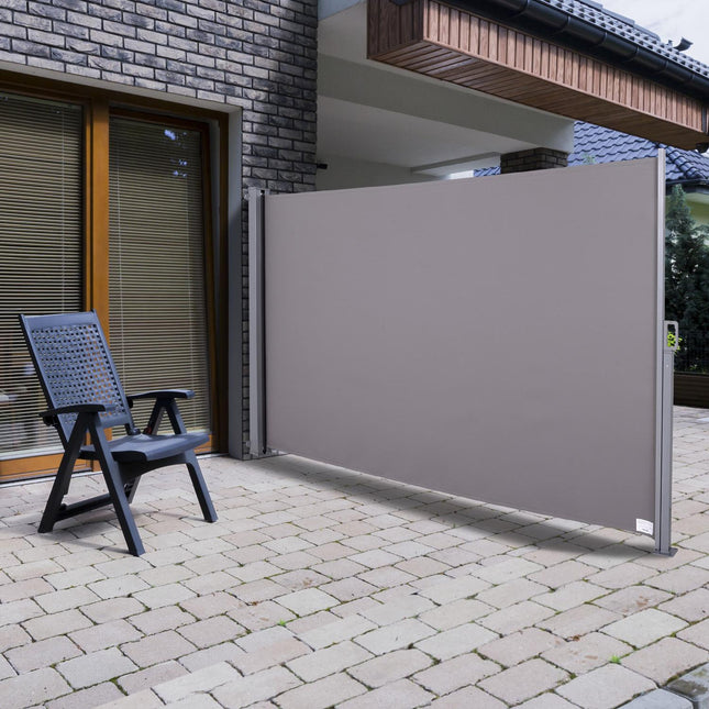 Seitenmarkise aus grauem Polyester für Sicht- und Sonnenschutz, 3x1,6m