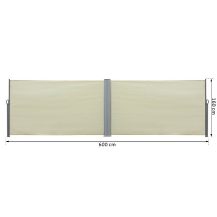 Side awning roller blind, UV-protective polyester, cream