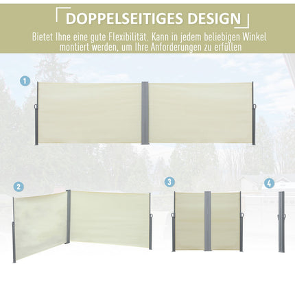 Side awning roller blind, UV-protective polyester, cream