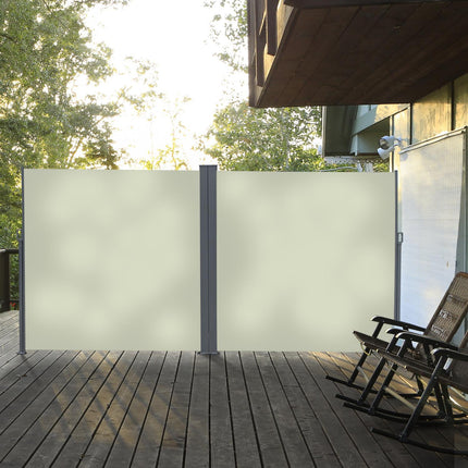 Side awning roller blind, UV-protective polyester, cream