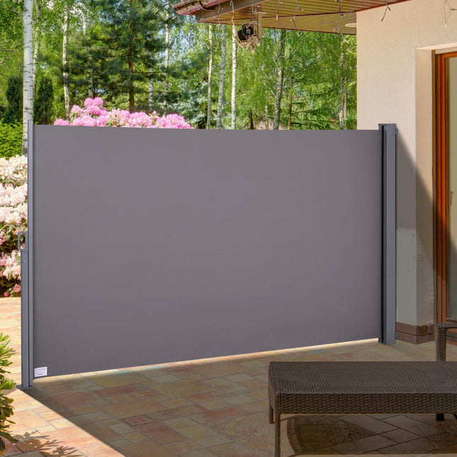 Grauer Seitenmarkisen-Vorhang aus Polyester, 300x200cm Sicht- & Sonnenschutz