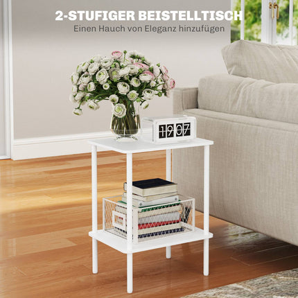 2-stöckiger weißer Couchtisch mit Stauraum für das Wohnzimmer