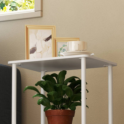 2-stöckiger weißer Couchtisch mit Stauraum für das Wohnzimmer