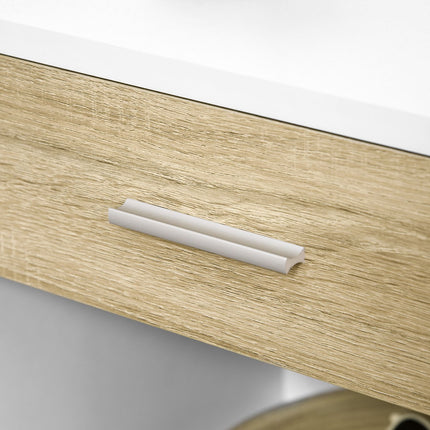 White bedside table with drawer and open compartment