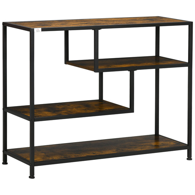 Black narrow console table - 4 shelves & lace cover
